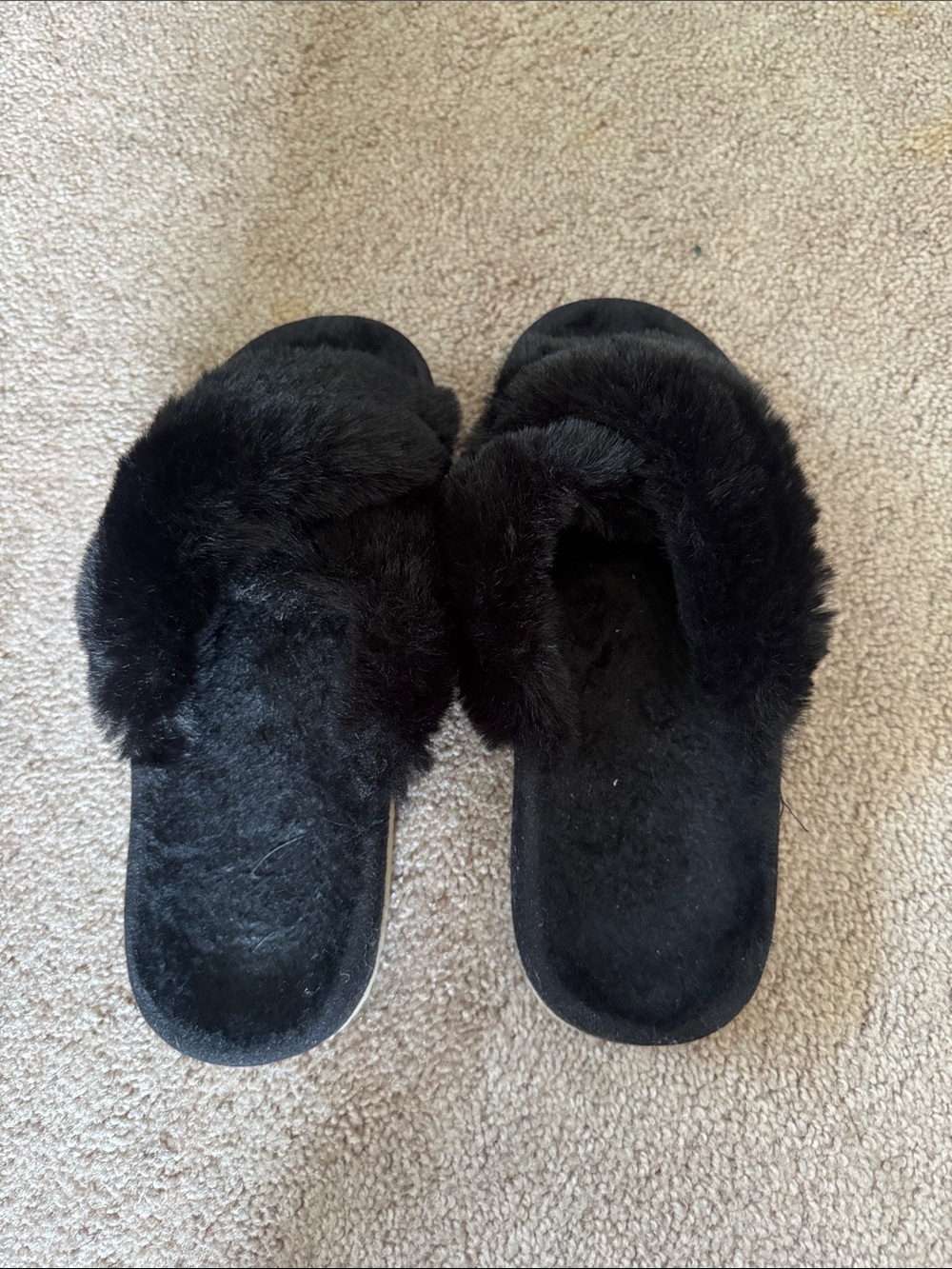 Black Faux-Fur Slide Slippers - Women